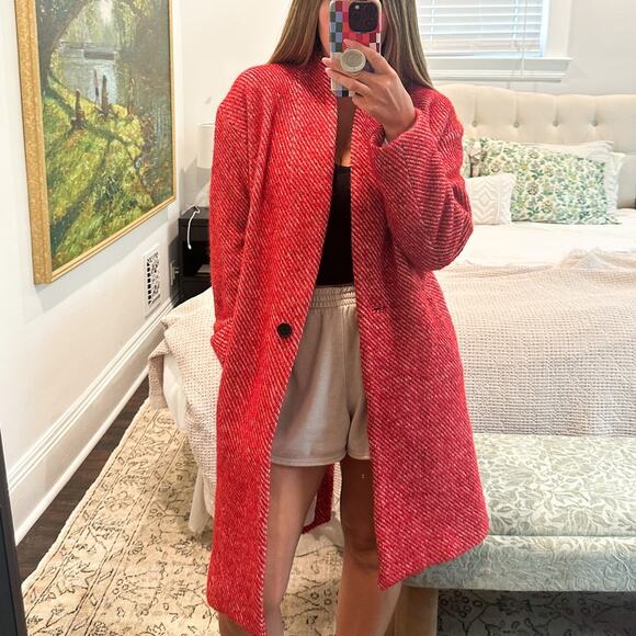 NWOT Irinia Red Wool Blend Coat 34 - Picture 2 of 9